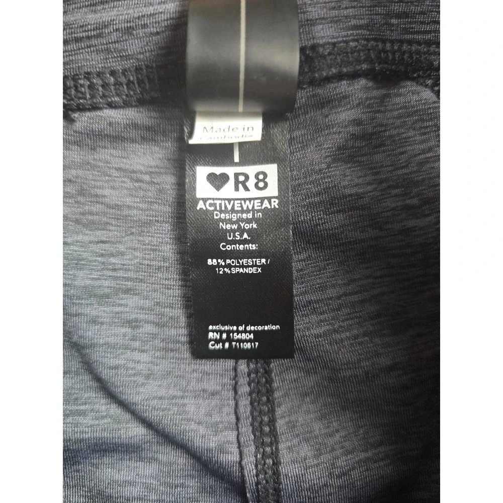 R8 Activewear Womens Grey Space Dye Mesh Panel Cropped Leggings Size M Pockets